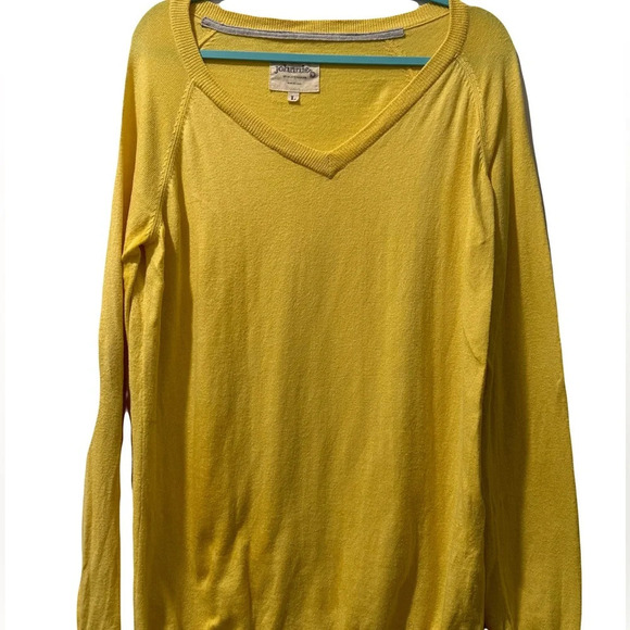 Johnnie Boden Yellow Cashmere Cotton Long Sleeve V Neck Sweater, Large - Picture 8 of 8